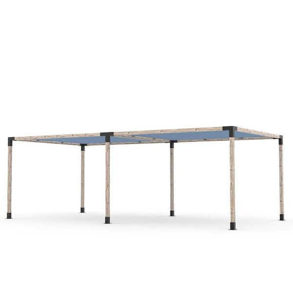 Toja Grid Double Pergola Kit with 2 SHADE SAILS for 4x4 Wood Posts, 12' x 24' -Denim
