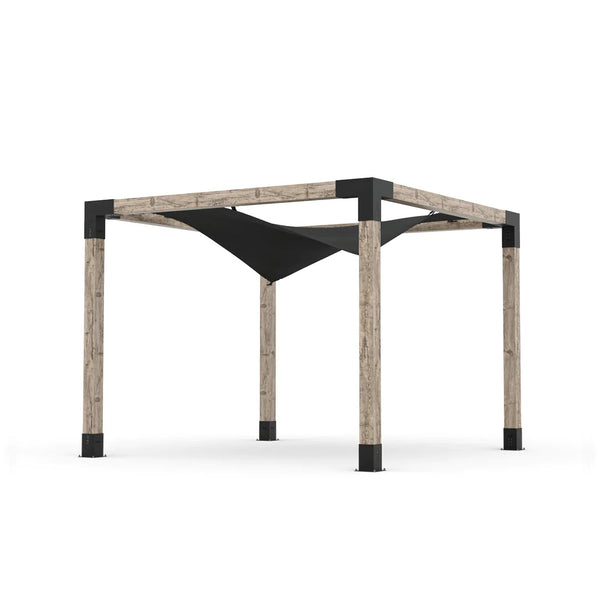 Toja Grid Pergola Kit with Waterproof Wing Top for 6x6 Wood Posts, 10' x 10' -Black