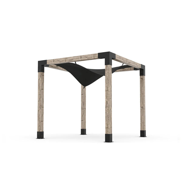 Toja Grid Pergola Kit with Waterproof Wing Top for 6x6 Wood Posts, 8' x 8' -Black