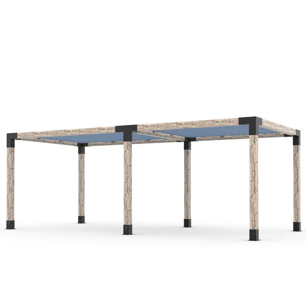 Toja Grid Double Pergola Kit with 2 SHADE SAILS for 6x6 Wood Posts, 10' x 22' -Denim