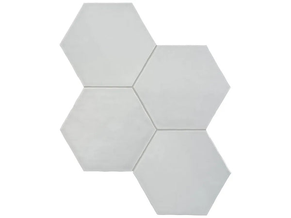 Anatolia 6 in (15 cm) Hexagon Teramoda Glossy Pressed Glazed Ceramic, SILVER