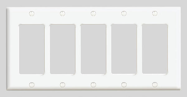 Leviton Decora 5-Gang Plate, White