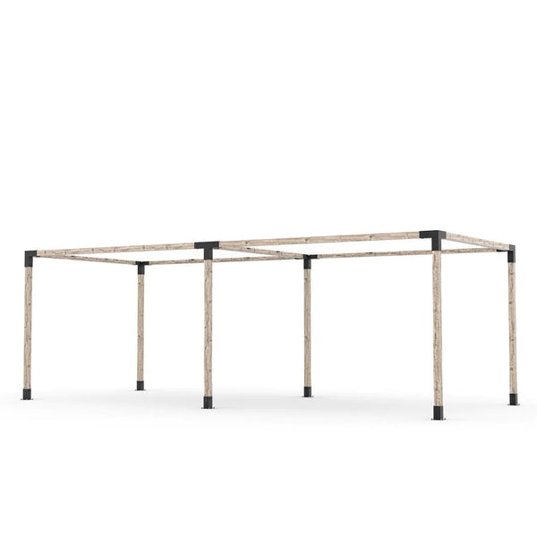 Toja Grid Double Pergola Kit with 2 SHADE SAILS for 4x4 Wood Posts, 10' x 24' -White