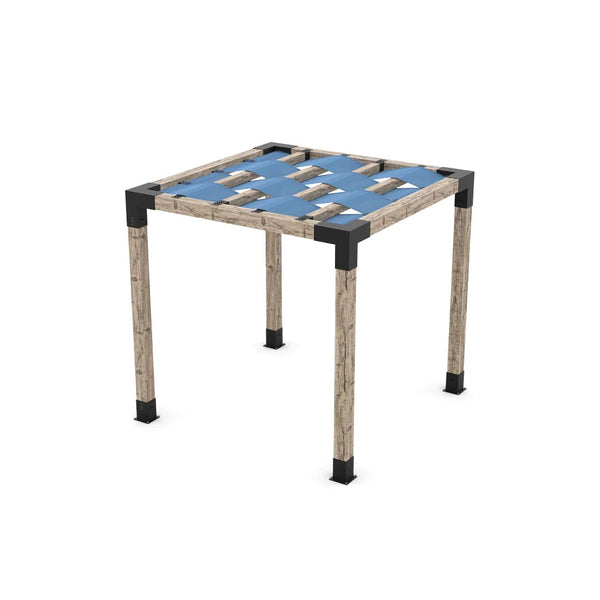 Toja Grid Pergola Kit with Wave Shades for 6x6 Wood Posts, 8' x 8' -Denim