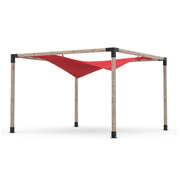 Toja Grid Pergola Kit with Waterproof Wing Top for 4x4 Wood Posts, 12' x 12' -Red