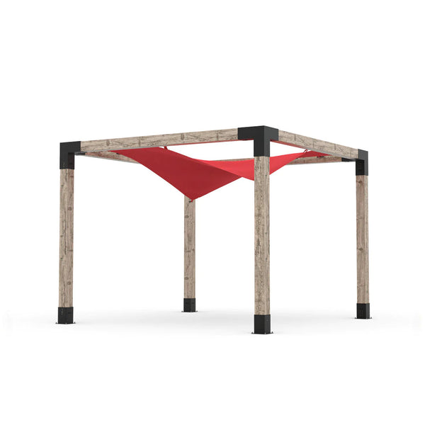 Toja Grid Pergola Kit with Waterproof Wing Top for 6x6 Wood Posts, 10' x 10' -Red
