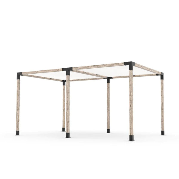 Toja Grid Double Pergola Kit with 2 SHADE SAILS for 4x4 Wood Posts, 10' x 16' -White