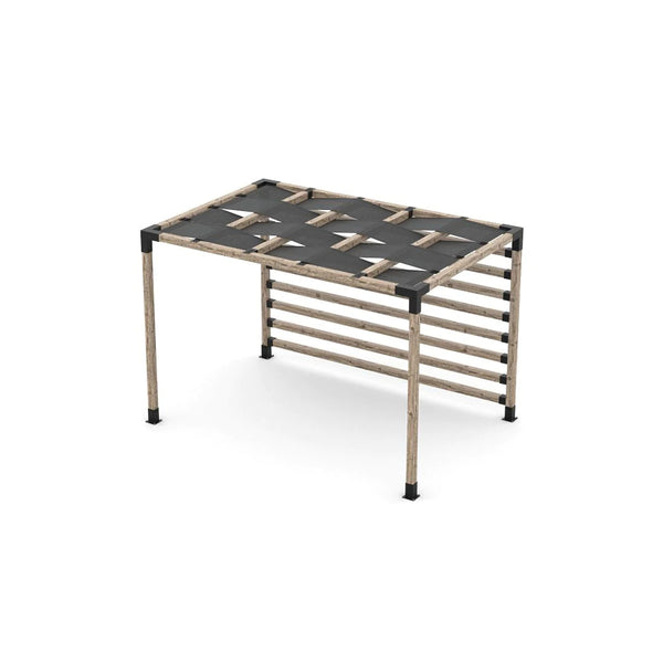 Toja Grid Pergola Kit with 4x4 KNECT Post Wall and Wave Shades for 4x4 Wood Posts, 8' x 12' -Graphite