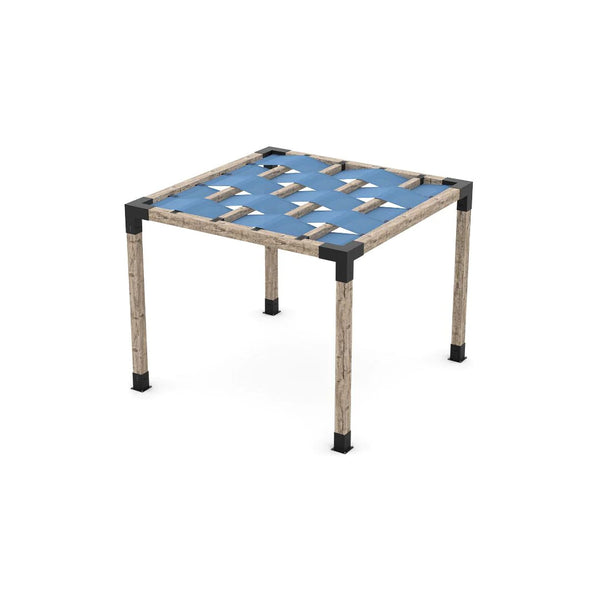 Toja Grid Pergola Kit with Wave Shades for 6x6 Wood Posts, 10' x 10' -Denim