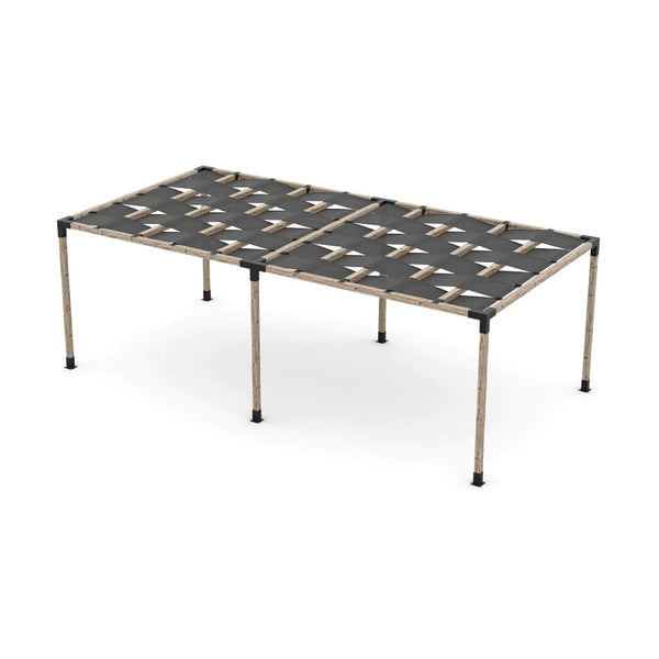 Toja Grid Double Pergola Kit with Wave Shades for 4x4 Wood Posts, 12' x 22' -Graphite