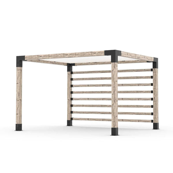 Toja Grid Pergola Kit with Post Wall for 6x6 Wood Posts, 10' x 12' -White