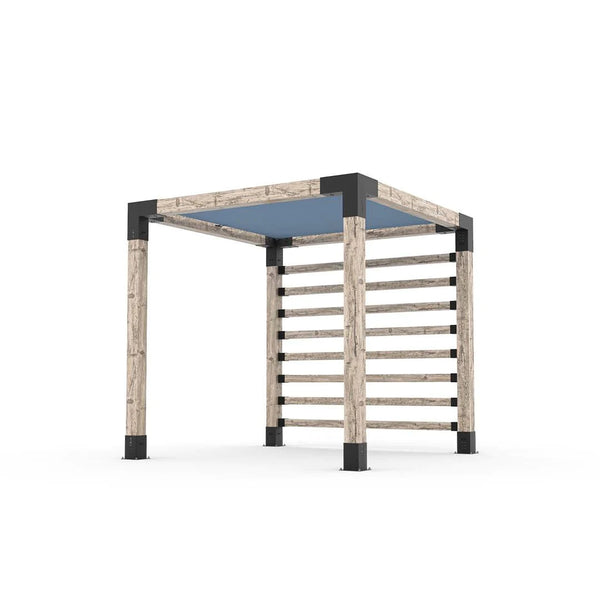Toja Grid Pergola Kit with Post Wall for 6x6 Wood Posts, 8' x 8' -Denim