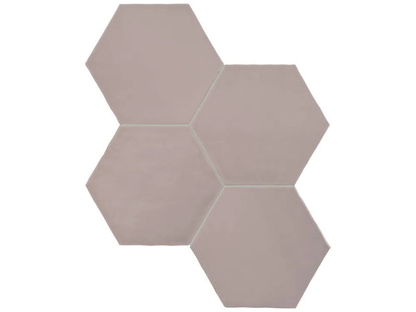 Anatolia 6 in (15 cm) Hexagon Teramoda Glossy Pressed Glazed Ceramic, PETAL