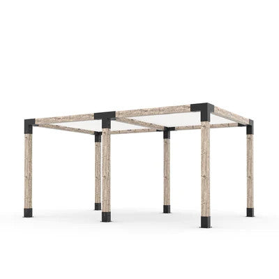 Toja Grid Double Pergola Kit with 2 SHADE SAILS for 6x6 Wood Posts, 10' x 16' -White