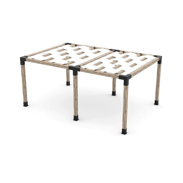 Toja Grid Double Pergola Kit with Wave Shades for 6x6 Wood Posts, 12' x 18' -White