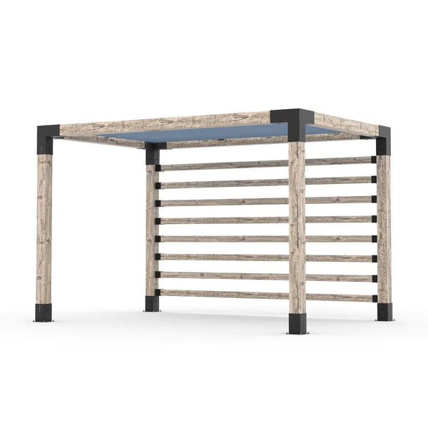 Toja Grid Pergola Kit with Post Wall for 6x6 Wood Posts, 8' x 12' -Denim