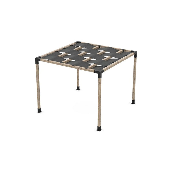 Toja Grid Pergola Kit with Wave Shades for 4x4 Wood Posts, 10' x 10' -Graphite