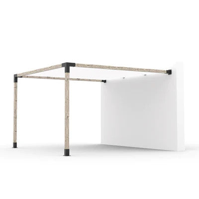 Toja Grid Wall Mount Pergola Kit with SHADE SAIL for 4x4 Wood Posts, 12' x 12' -White
