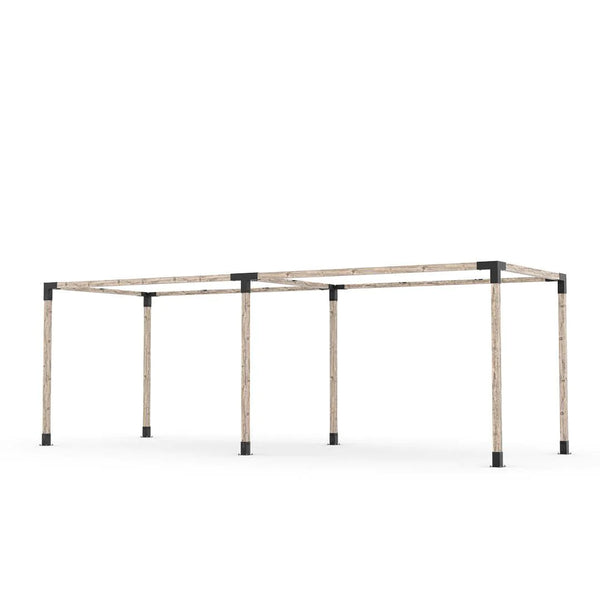 Toja Grid Double Pergola Kit with 2 SHADE SAILS for 4x4 Wood Posts, 8' x 24' -White