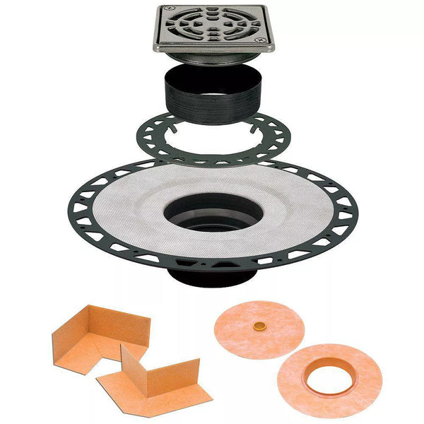 Kerdi-Drain 4 inch x 4 inch ABS Drain Kit in Stainless Steel