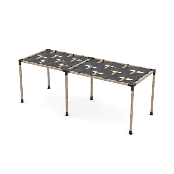Toja Grid Double Pergola Kit with Wave Shades for 4x4 Wood Posts, 8' x 22' -Graphite