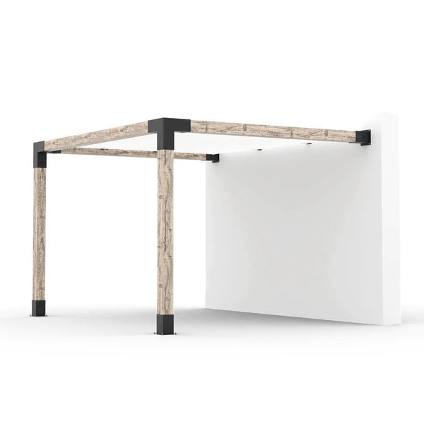 Toja Grid Wall Mount Pergola Kit With SHADE SAIL for 6x6 Wood Posts, 10' x 12' -White
