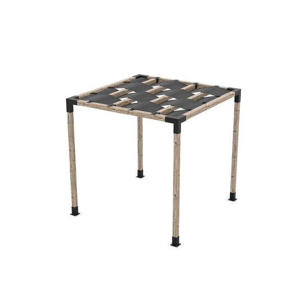 Toja Grid Pergola Kit with Wave Shades for 4x4 Wood Posts, 8' x 8' -Graphite