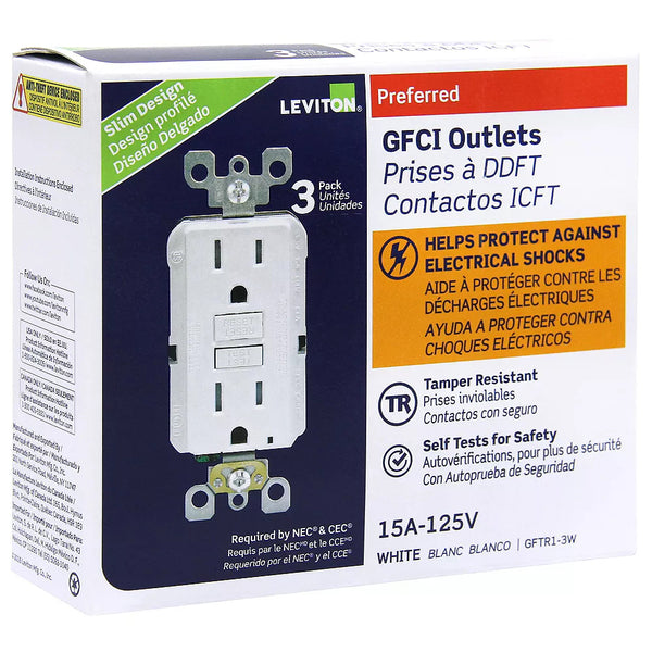 Leviton Decora 15 Amp Tamper-Resistant Slim GFCI Receptacle (3-Pack)