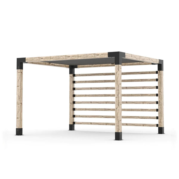 Toja Grid Pergola Kit with Post Wall for 6x6 Wood Posts, 10' x 12' -Graphite