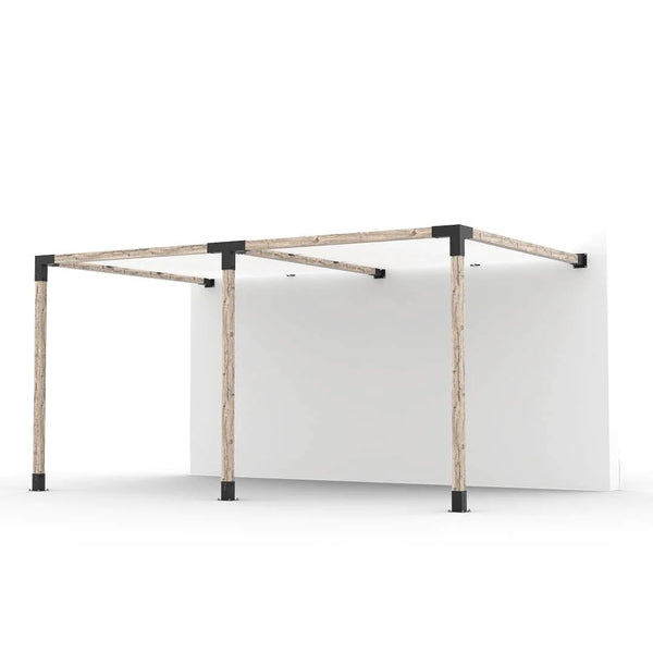 Toja Grid Double Wall Mount Pergola Kit with 2 SHADE SAILS for 4x4 Wood Posts, 10' x 16' -White